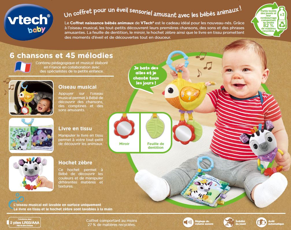 Coffret cadeau jouets bébés animaux (3 pièces) : VTech