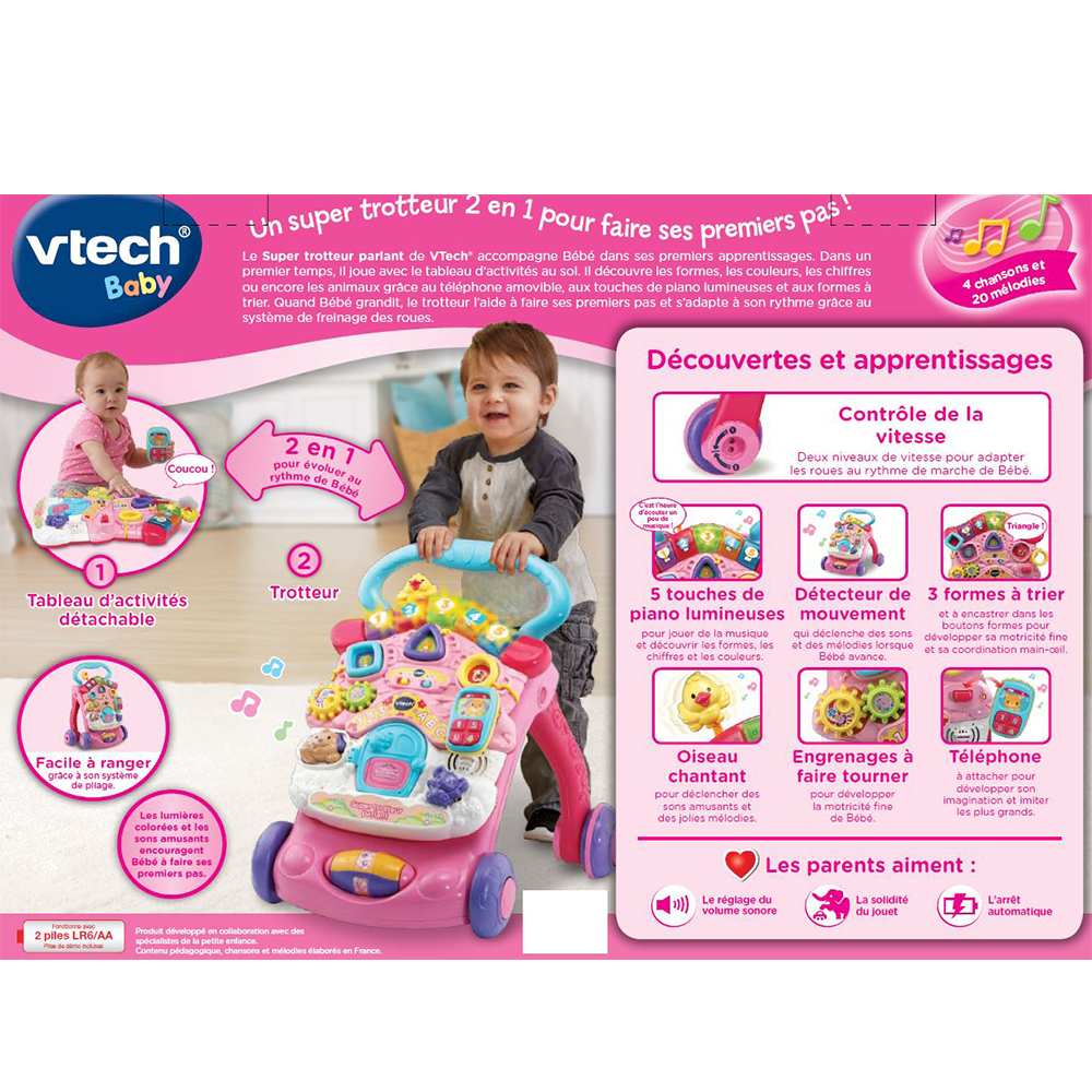 Vtech Trotteur Bebe Super Trotteur Parlant 2 En 1 Rose Vtech Trotteur Bebe Super Trotteur Parlant 2 En 1 Rose