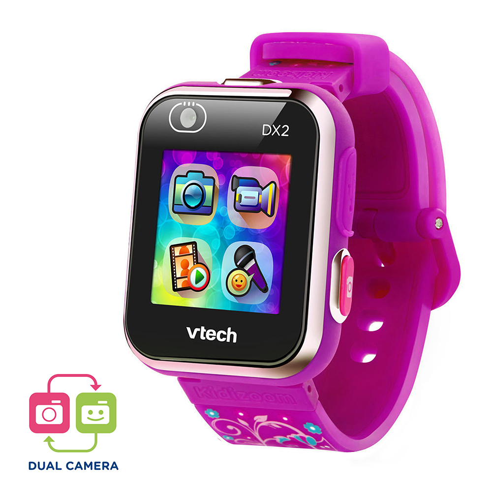 VTech - Kidizoom Smartwatch DX2 color morado con flores, Reloj inteligente  para niños