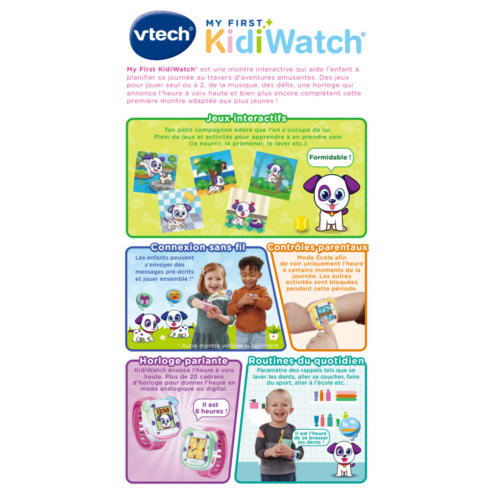 Montre interactive Kidiwatch Rose VTech : King Jouet, Montres et objets  connectés VTech - Jeux électroniques