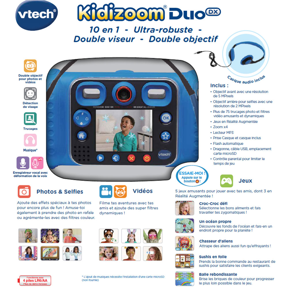 VTECH Appareil photo - Kidizoom Duo Dx Bleu pas cher 