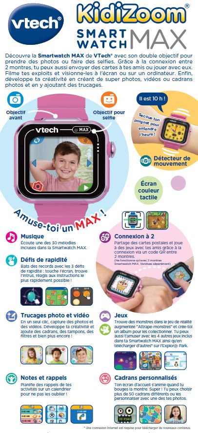 Vtech - Montre Kidizoom Smartwatch Connect DX2 framboise - Jeux