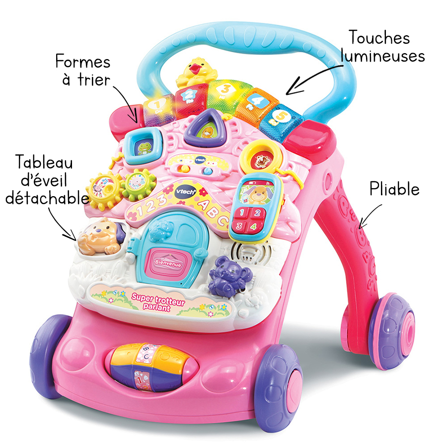 Super Trotteur Parlant 2 En 1 Rose Trotteur Bebe Vtech Super Trotteur Parlant 2 En 1 Rose Trotteur Bebe Vtech