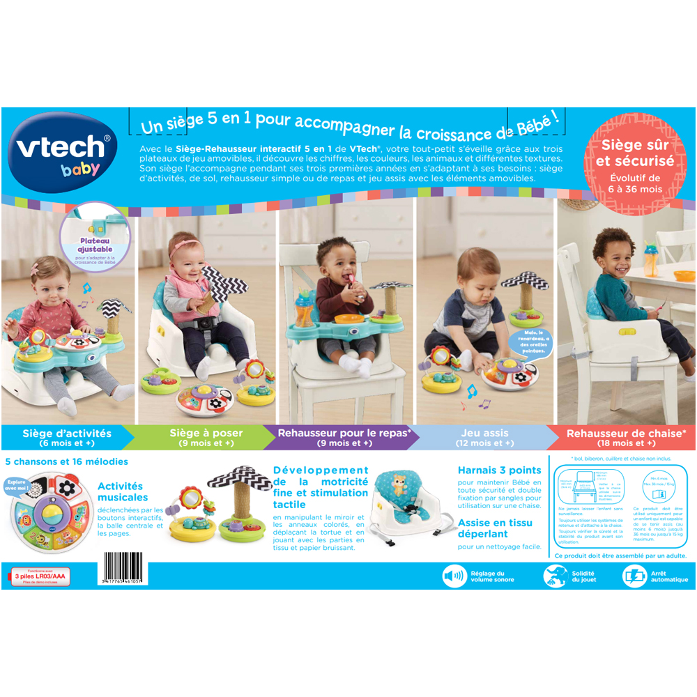 VTech Baby - Siège-rehausseur - Siège-rehausseur interactif 5 en 1
