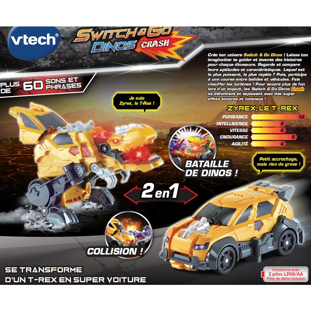 Switch & Go Dinos crash - Zyrex, le T-rex - Mini véhicules et