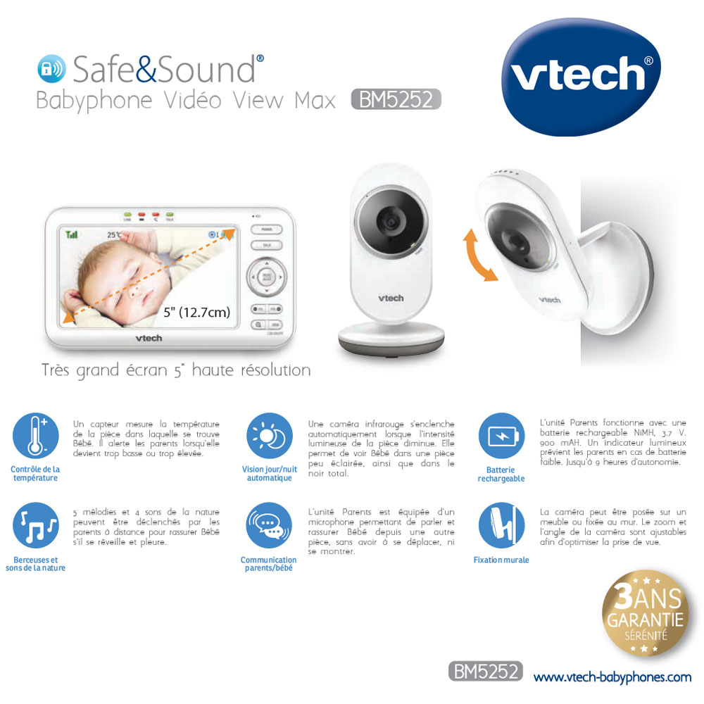 Babyphone caméra haute définition Video vision XXL Vtech