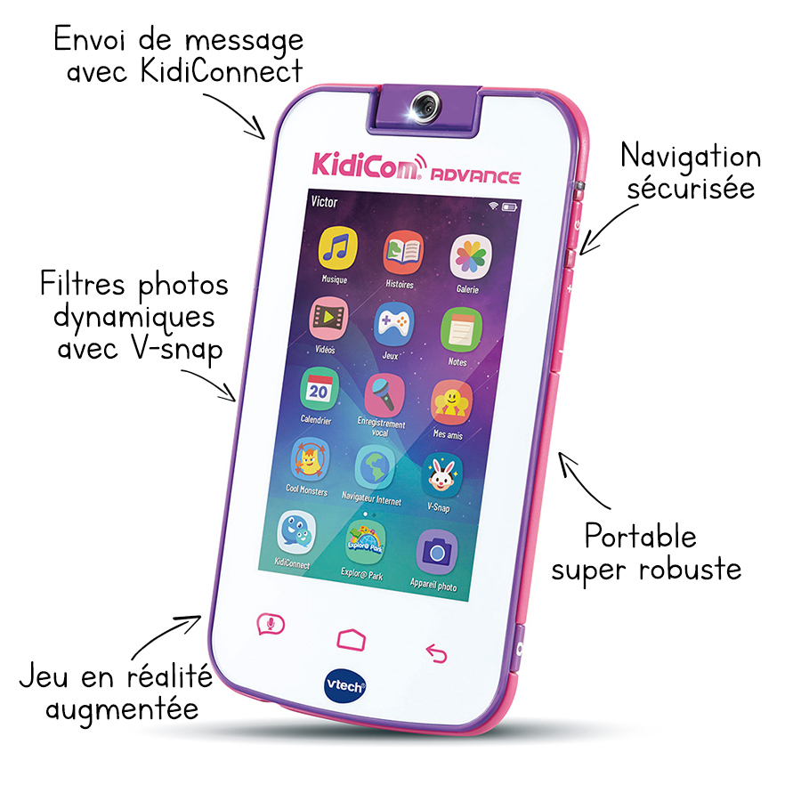 Kidicom Advance Blanc Rose Portable Enfant Vtech Kidicom Advance Blanc Rose Portable Enfant Vtech