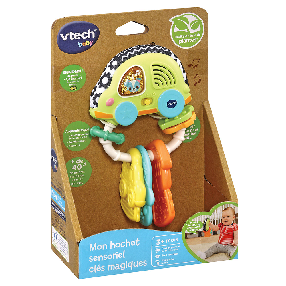 VTech Baby - Hochet musical clés - Mon hochet sensoriel clés magiques  (plastiques à base de plantes)