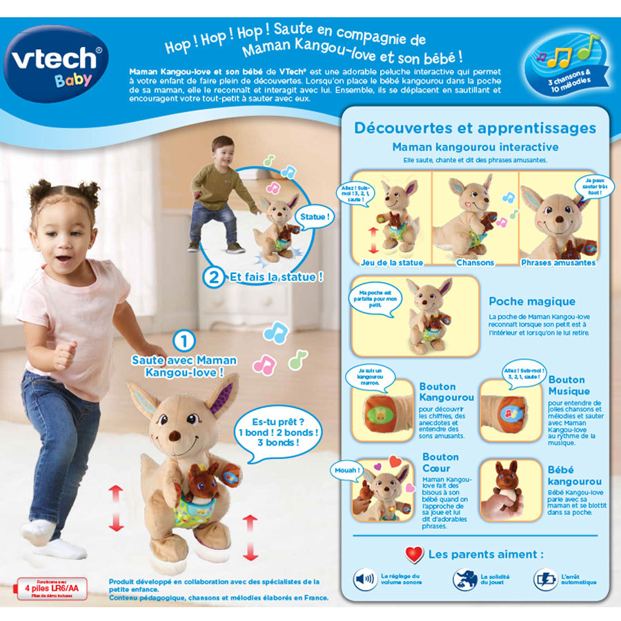Maman Kangou Love Et Son Bebe Peluche Kangourou Vtech Maman Kangou Love Et Son Bebe Peluche Kangourou Vtech
