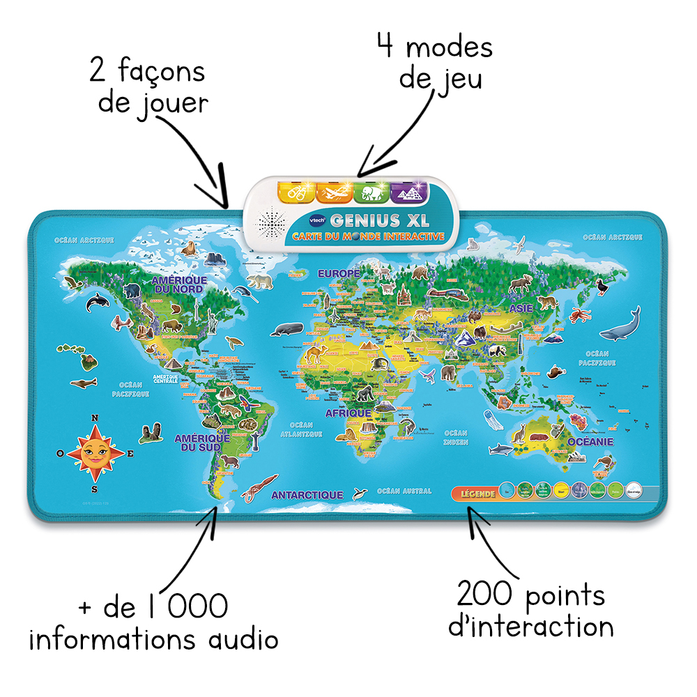 VTech - Planisphère interactif - Genius XL - Carte du monde interactive