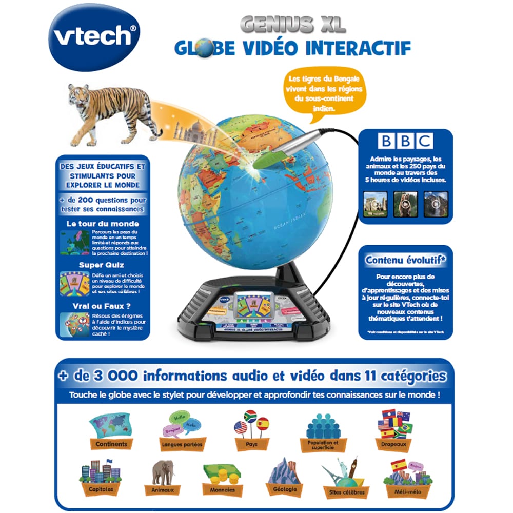 VTech Globe Interactif Avec Videos Genius XL