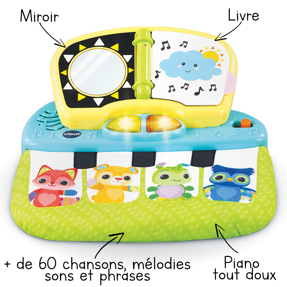 Piano sensoriel des Baby loulous VTech interactif éducatif baby bébé  musique music chansons et mélodies livre miroir lumières