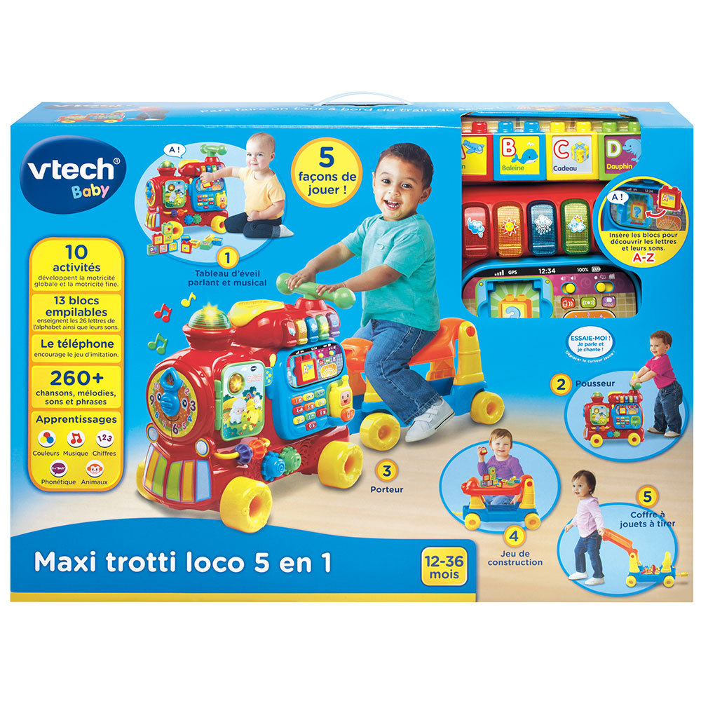 Maxi Trotti Loco 5 En 1 Porteur Enfant Interactif Vtech Maxi Trotti Loco 5 En 1 Porteur Enfant Interactif Vtech