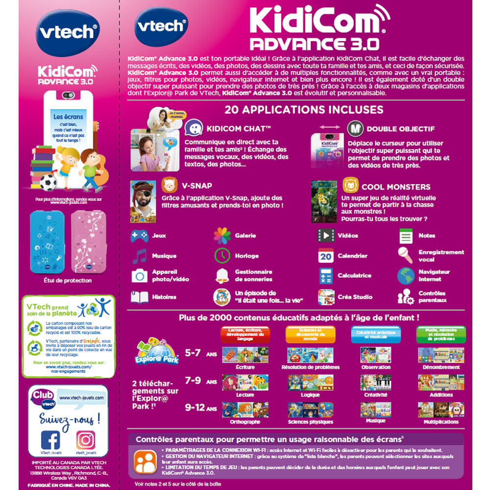 Etui de protection KidiCom Vtech - Bleu - Jeux Interactifs - Jeux éducatifs