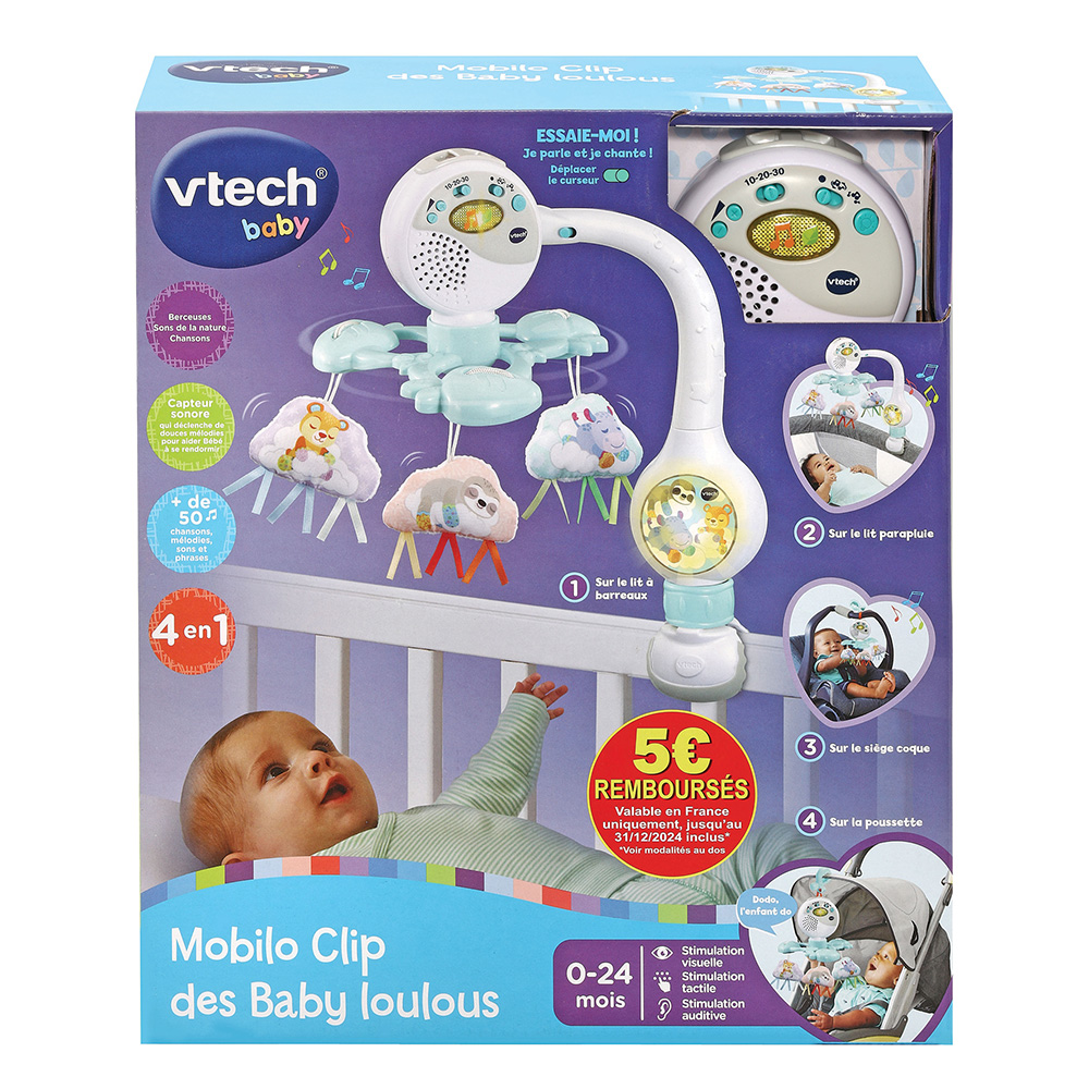 VTech - Mobile musical et lumineux - Mobilo Clip des Baby Loulous