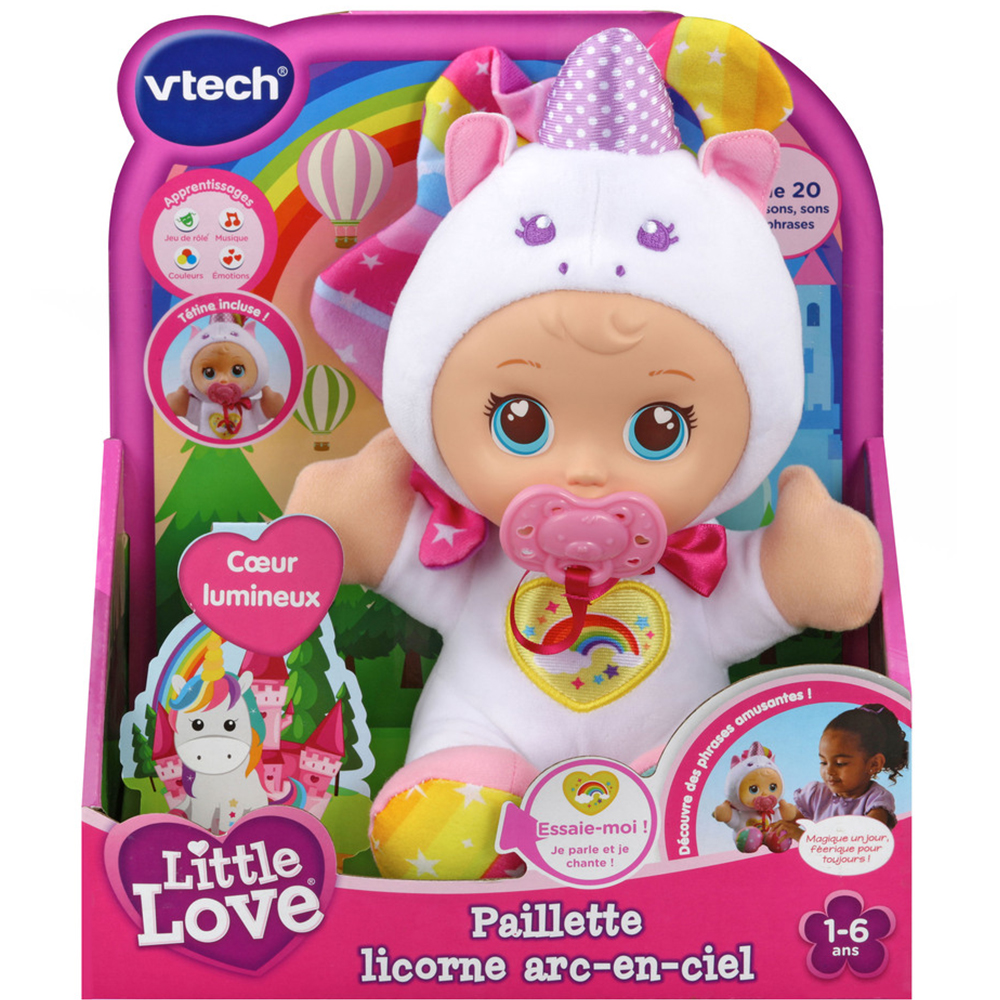 Little Love - Paillette licorne arc-en-ciel - poupée licorne interactive -  VTech