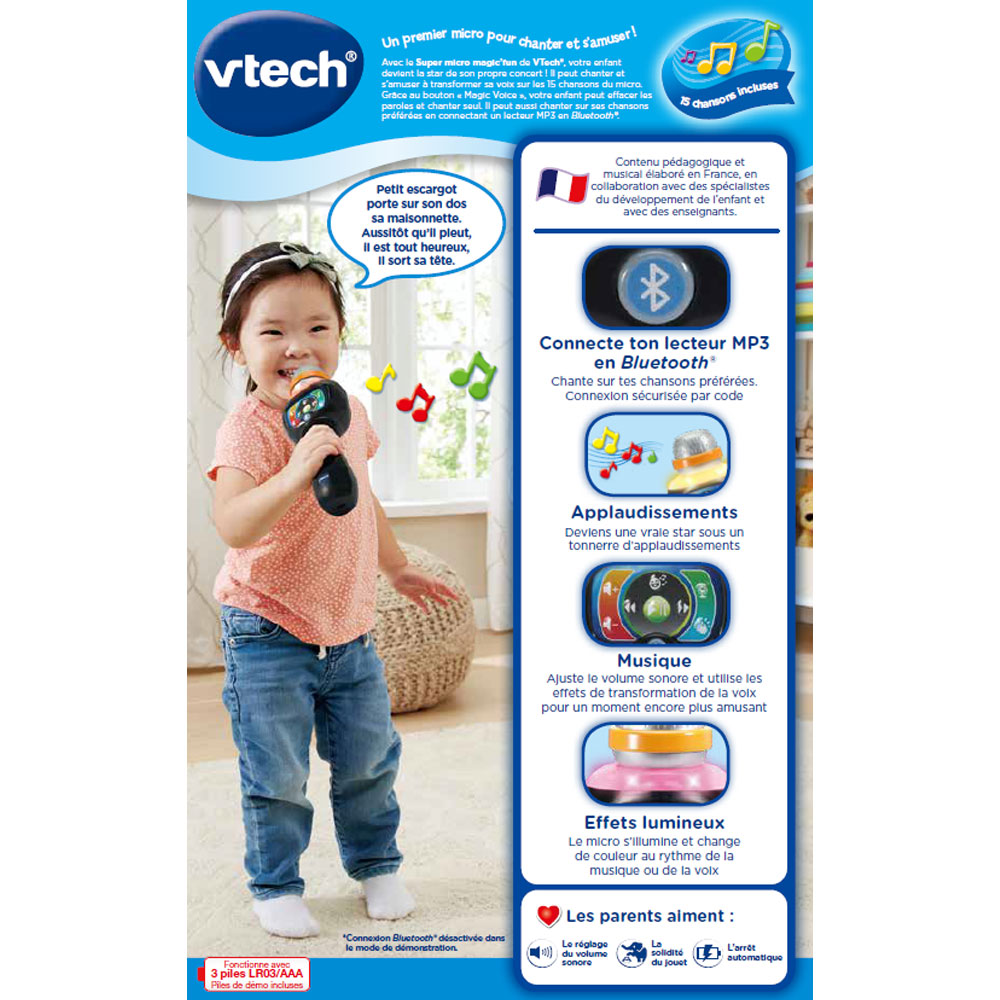VTech Micro enfant, Plastique, Noir/Gris, 0, Bluetooth Haute qualité Fille  et ga