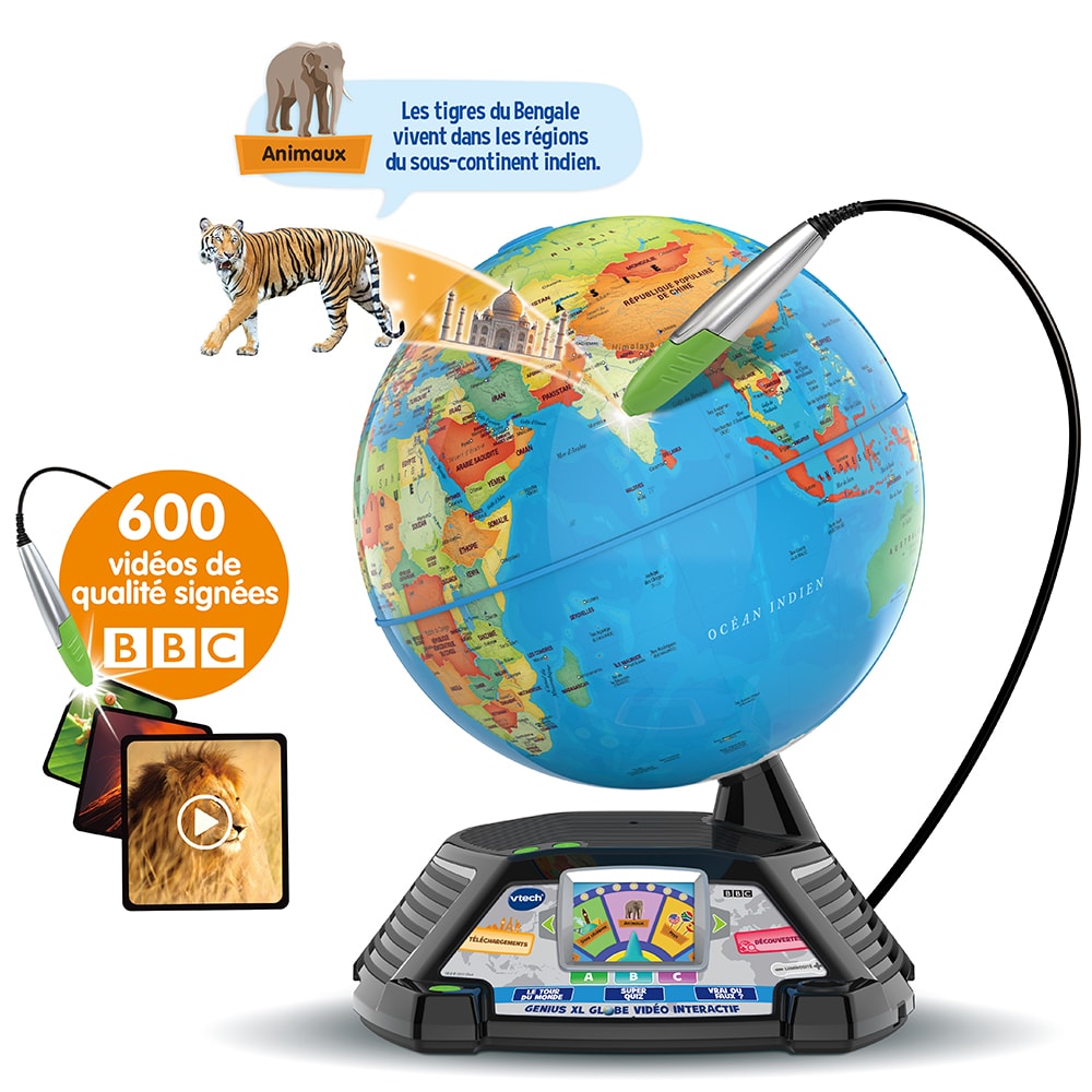 Globe interactif et lumineux - Lumi touch VTech : King Jouet, Découvrir le  monde VTech - Jeux et jouets éducatifs