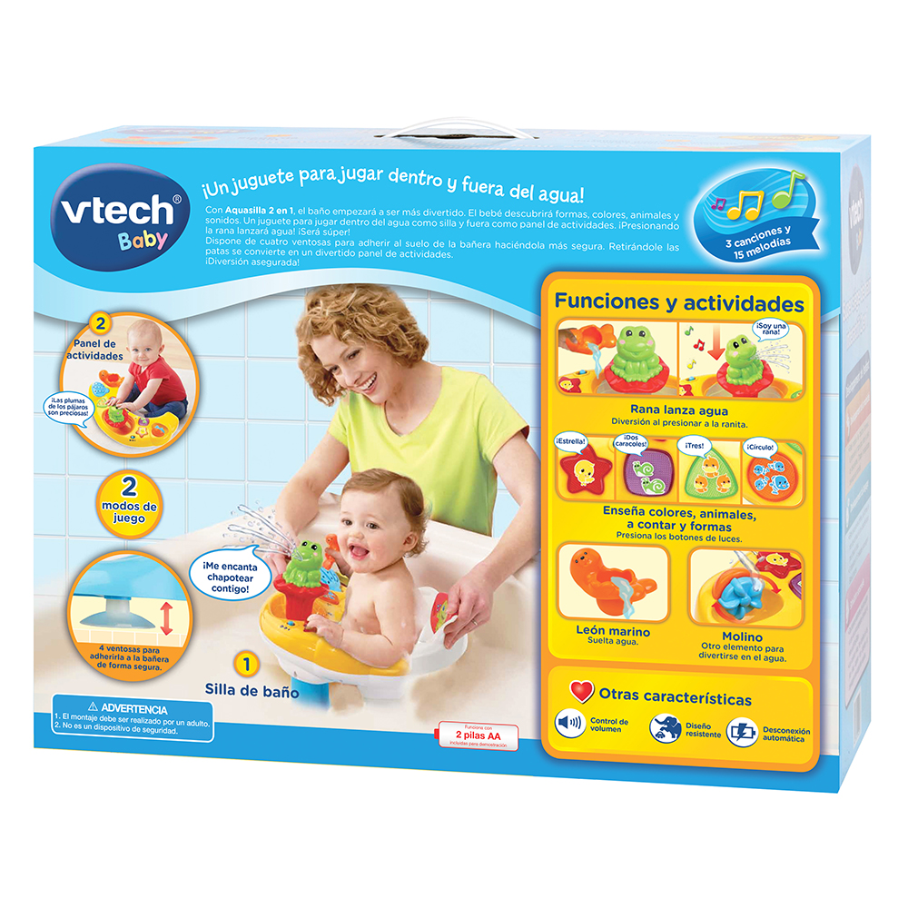 Aquasilla, silla de baño y panel de actividades, juguetes para el baño VTech