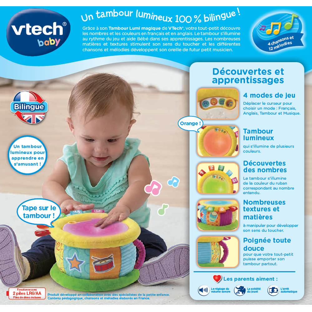 Tambour Lumi Magique Jouet Musical Vtech Tambour Lumi Magique Jouet Musical Vtech