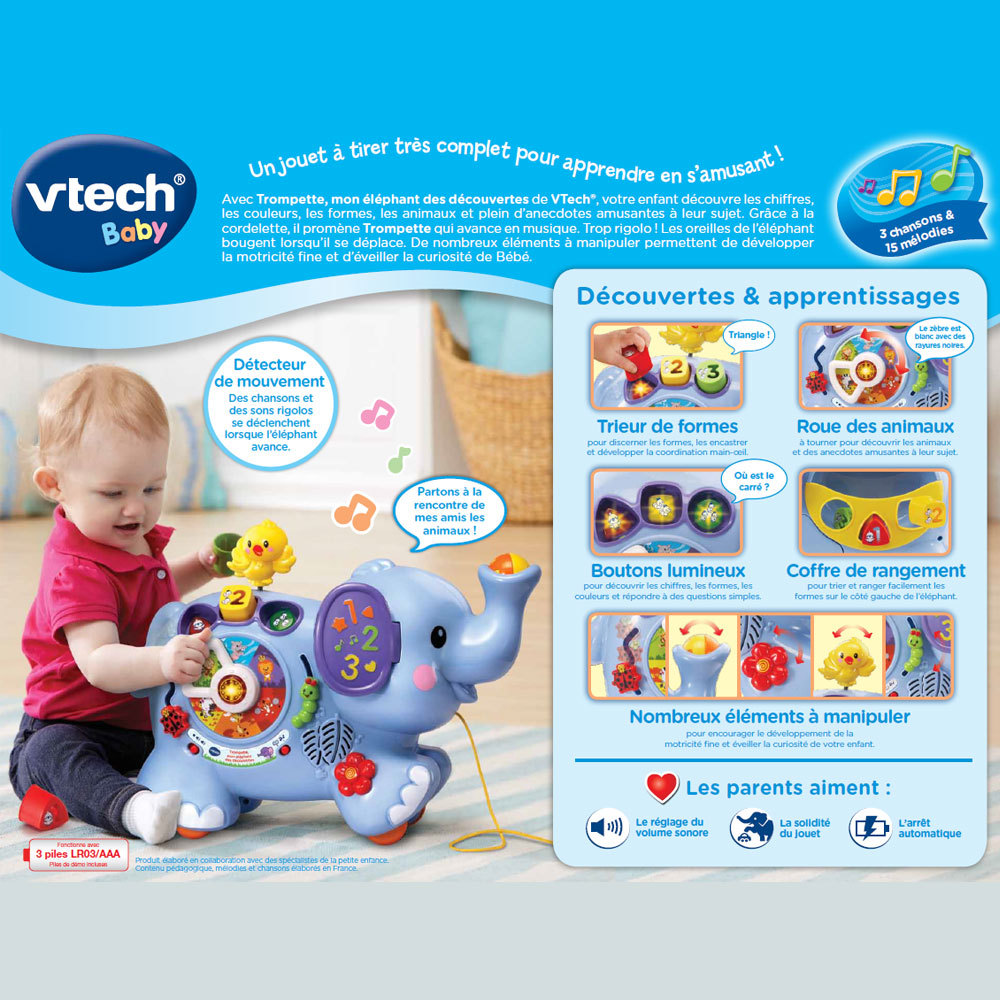 Trompette Mon Elephant Des Decouvertes Jouet Musique Vtech Trompette Mon Elephant Des Decouvertes Jouet Musique Vtech
