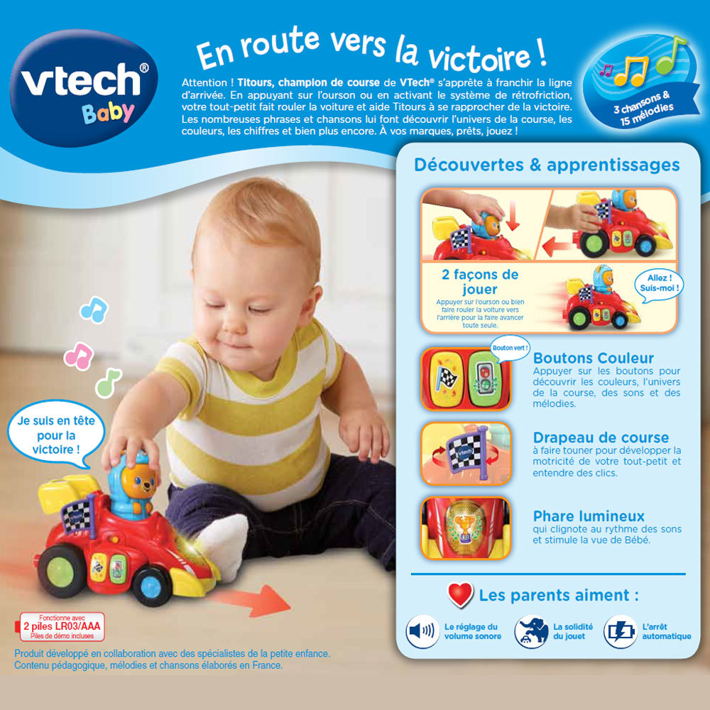 Titours Champion De Course Jouet Voiture Bebe Vtech Titours Champion De Course Jouet Voiture Bebe Vtech