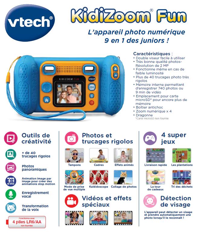 Appareil Photo Vtech Kidizoom Bleu & Gris avec carte mémoire SD 4GB -- TBE