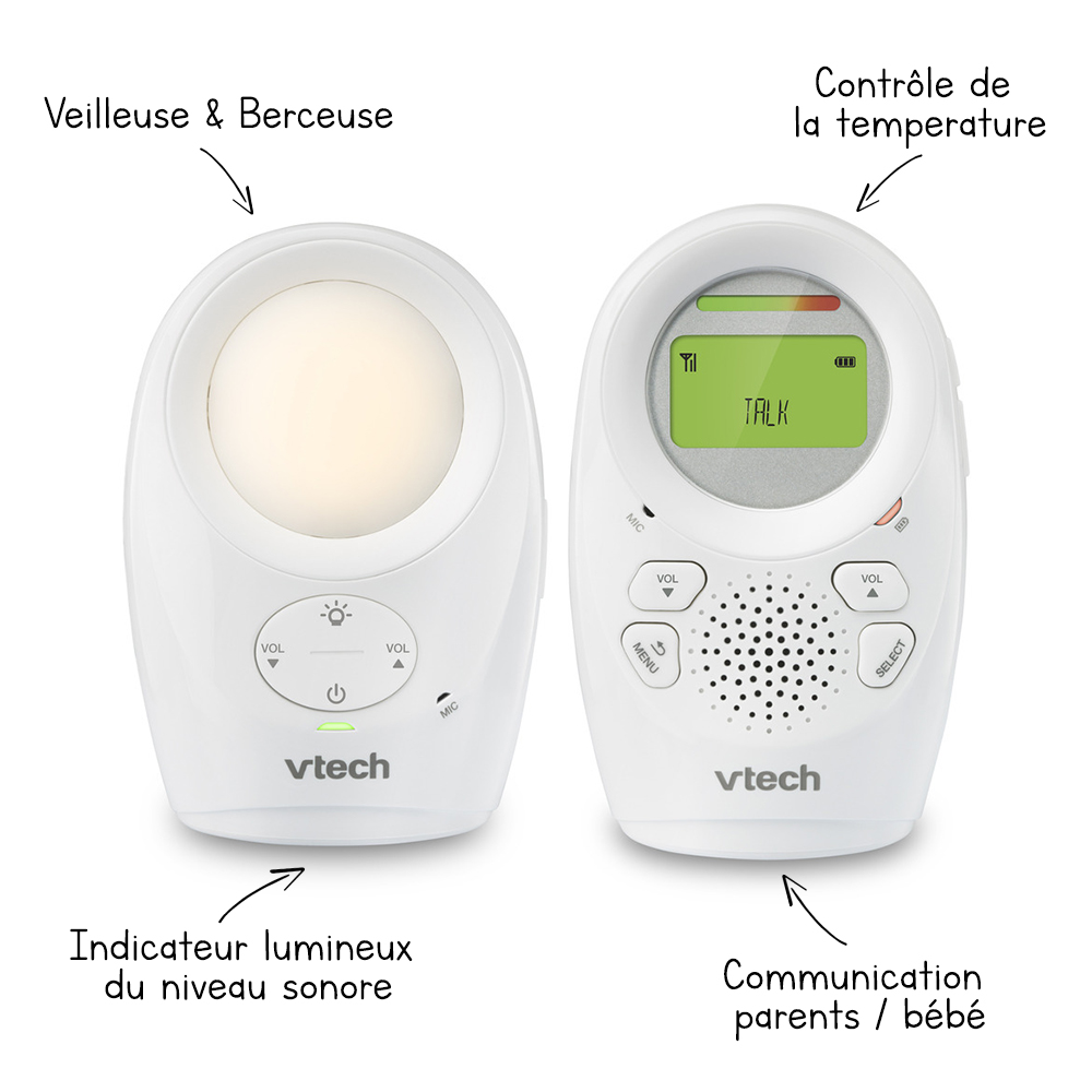 Babyphone veilleuse Night Light Blanc de Vtech, Catégorie CH sans