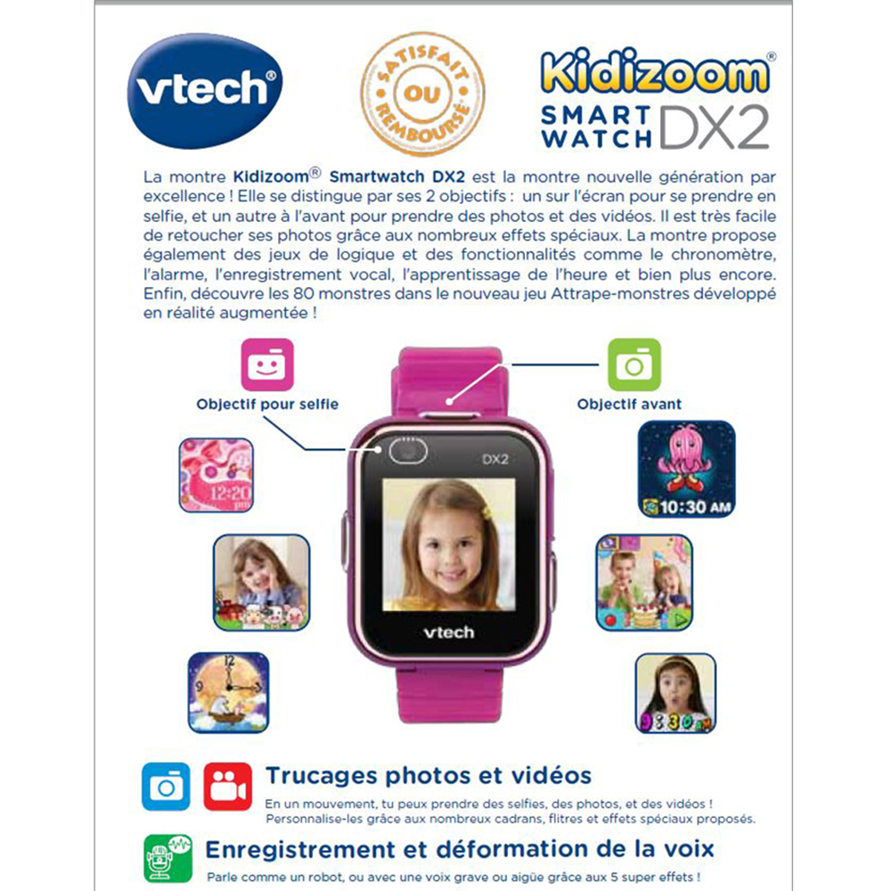 VTech Kidizoom Smartwatch Connect DX2 framboise, Commandez facilement en  ligne