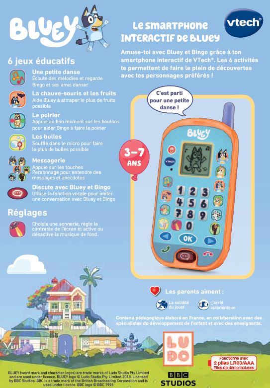 VTech - Téléphone enfant - Le smartphone interactif de Bluey