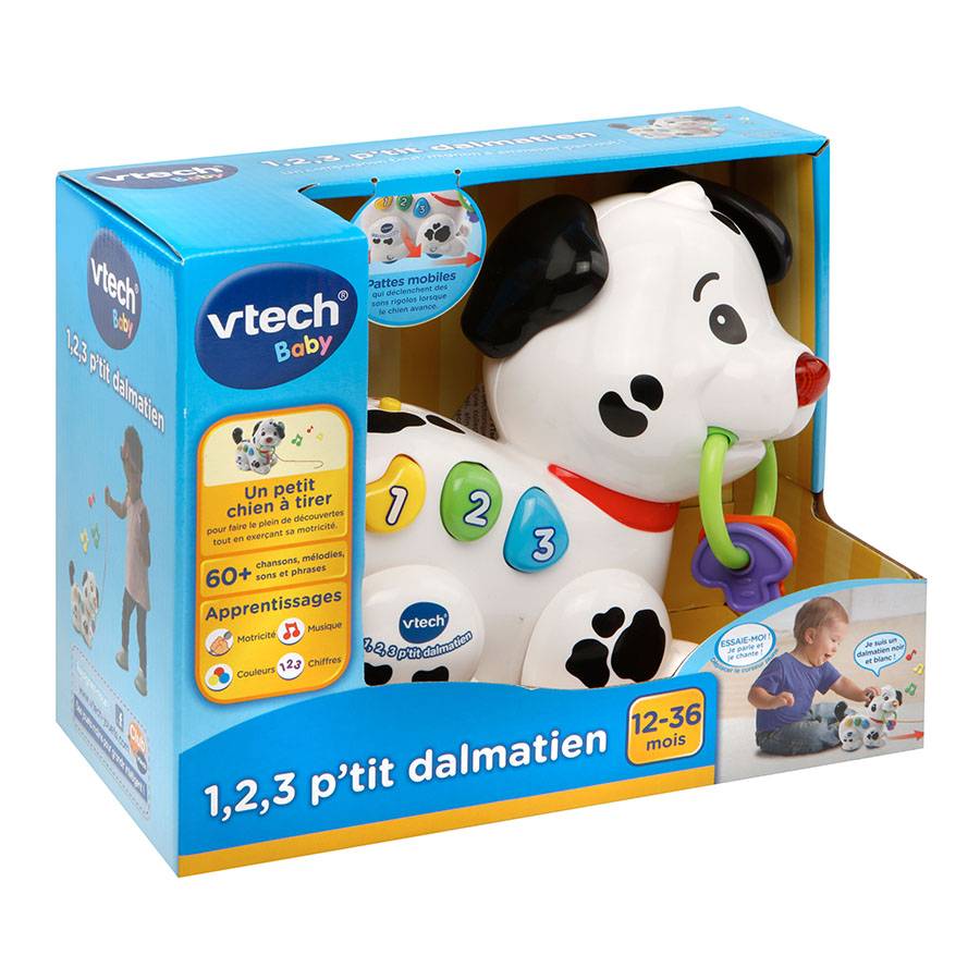 1,2,3 P'tit dalmatien chien jouet bébé tirer vtech musical