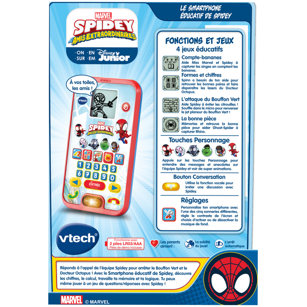 Spiderman - montre enfant interactive, jeux educatifs