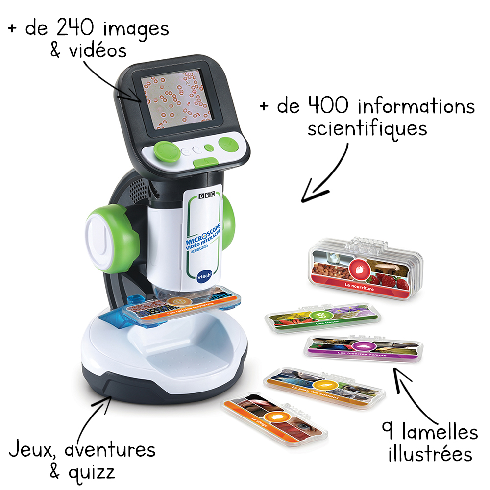 VTech Microscope pour enfant Genius XL Microscope vidéo interactif