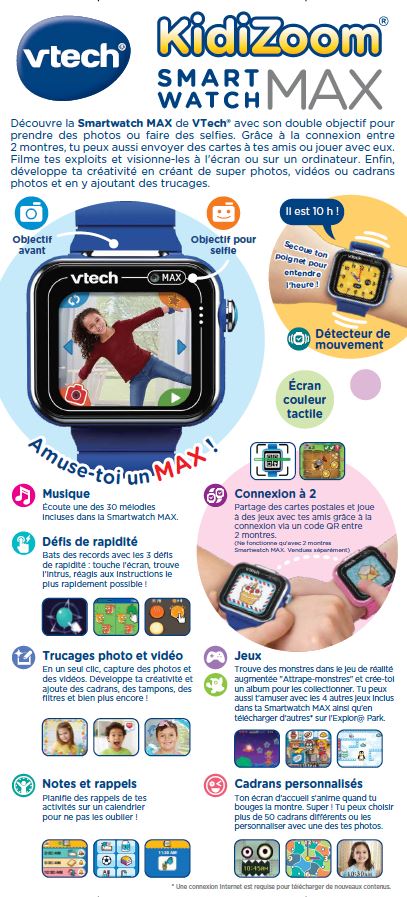 Montre digitale enfant Kidizoom Smartwatch MAX bleue VTech