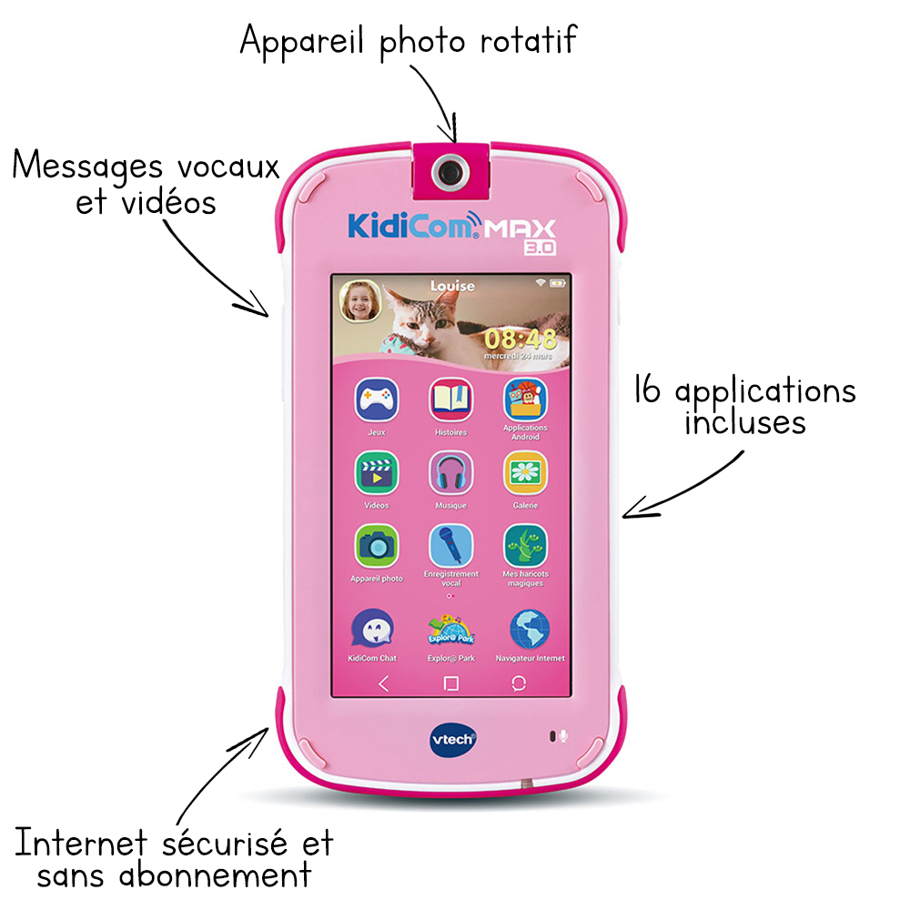 VTech 80-169554 Kidicom Max Pink Smartphone pour Enfant 