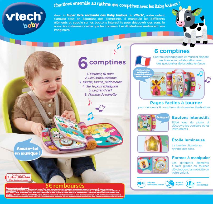 VTech - Livre Bébé musical - Super livre enchanté des Baby loulous
