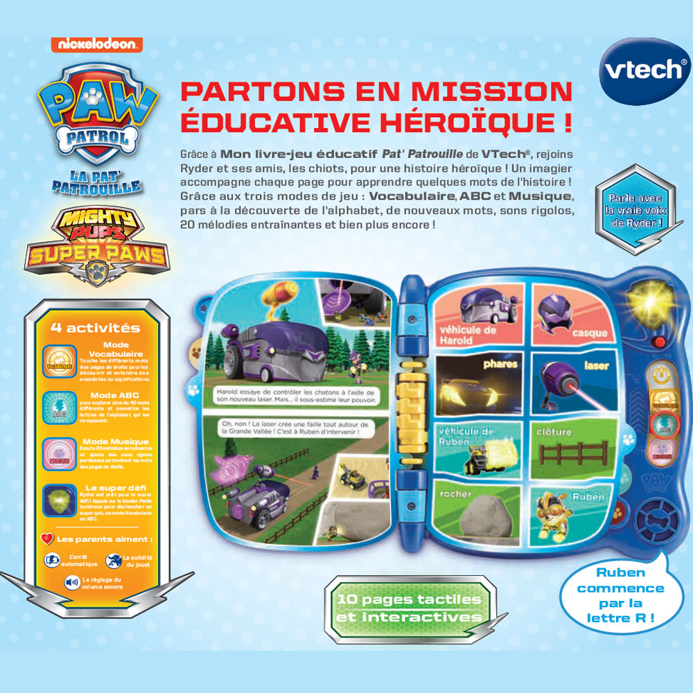 VTech - Livre interactif Pat'Patrouille - Mon livre-jeu Mission