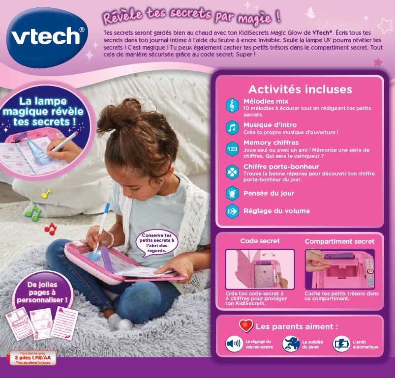 Vtech Kidi Secrets Photo Mon Journal Intime Rose Fille jouet
