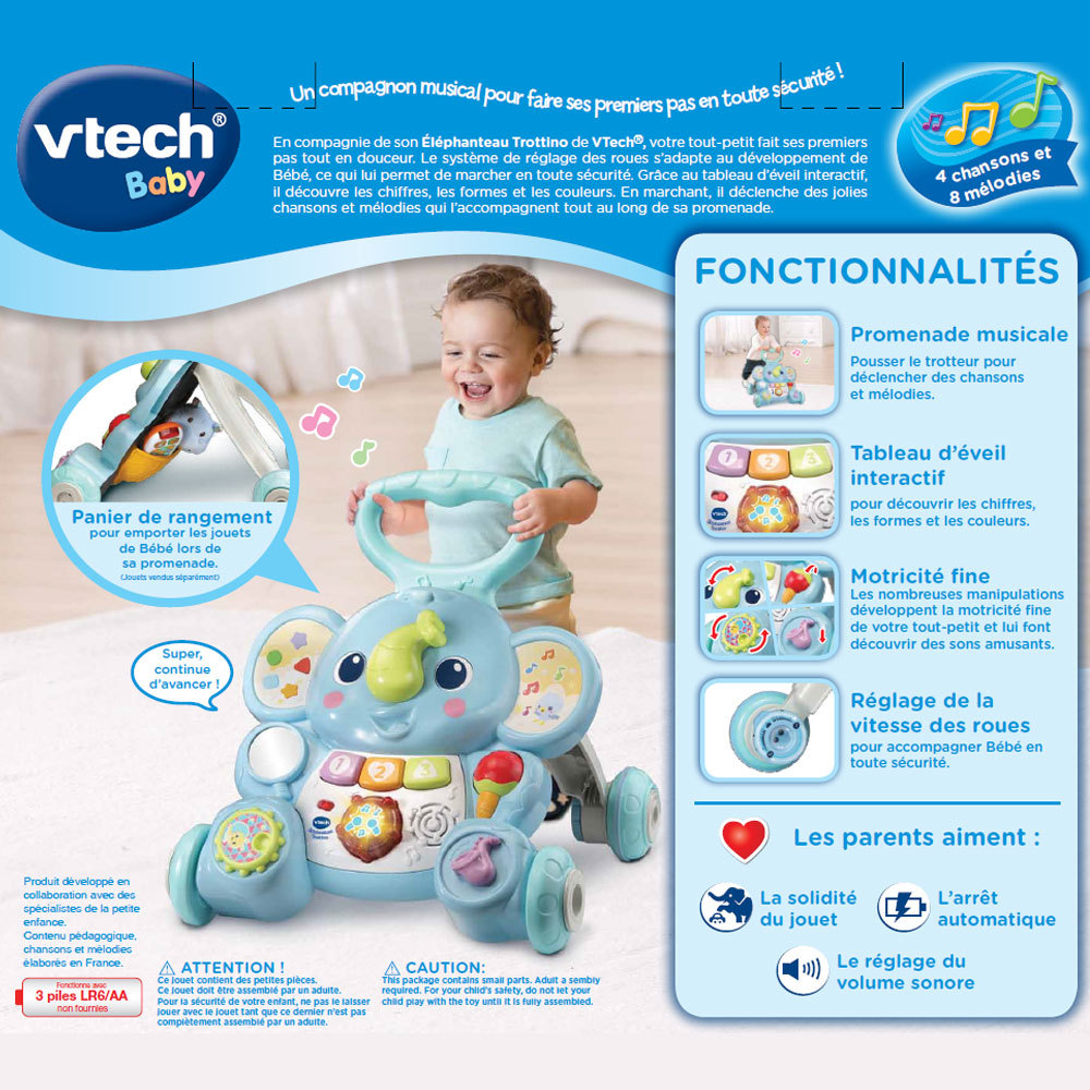Elephanteau Trottino Trotteur Bebe Vtech Elephanteau Trottino Trotteur Bebe Vtech