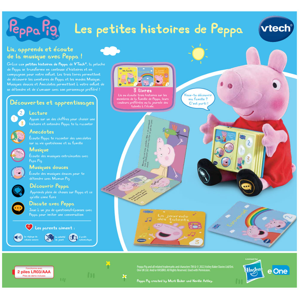 VTech - Peluche interactive Peppa Pig - Les petites histoires de Peppa