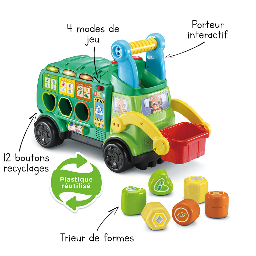 VTech - Jouet camion poubelle - Recyclo'formes