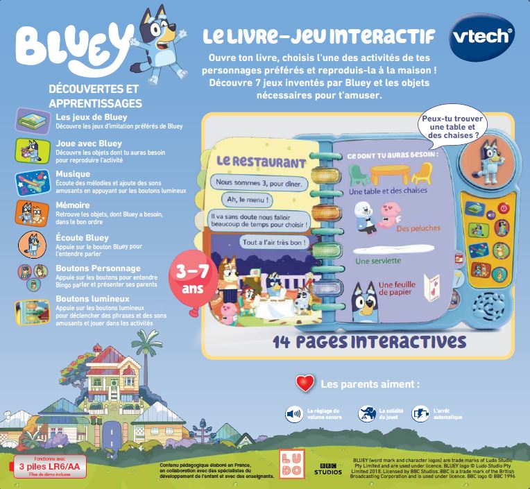 VTech - Livre électronique - Le livre-jeu interactif de Bluey