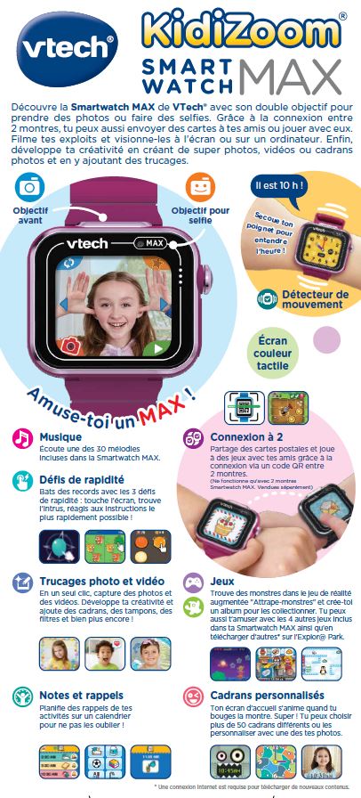 Montre digital Vtech - Kidizoom Smartwatch Max - Framboise - Jeux d'éveil  interactifs - Premiers jeux - Jeux d'éveil