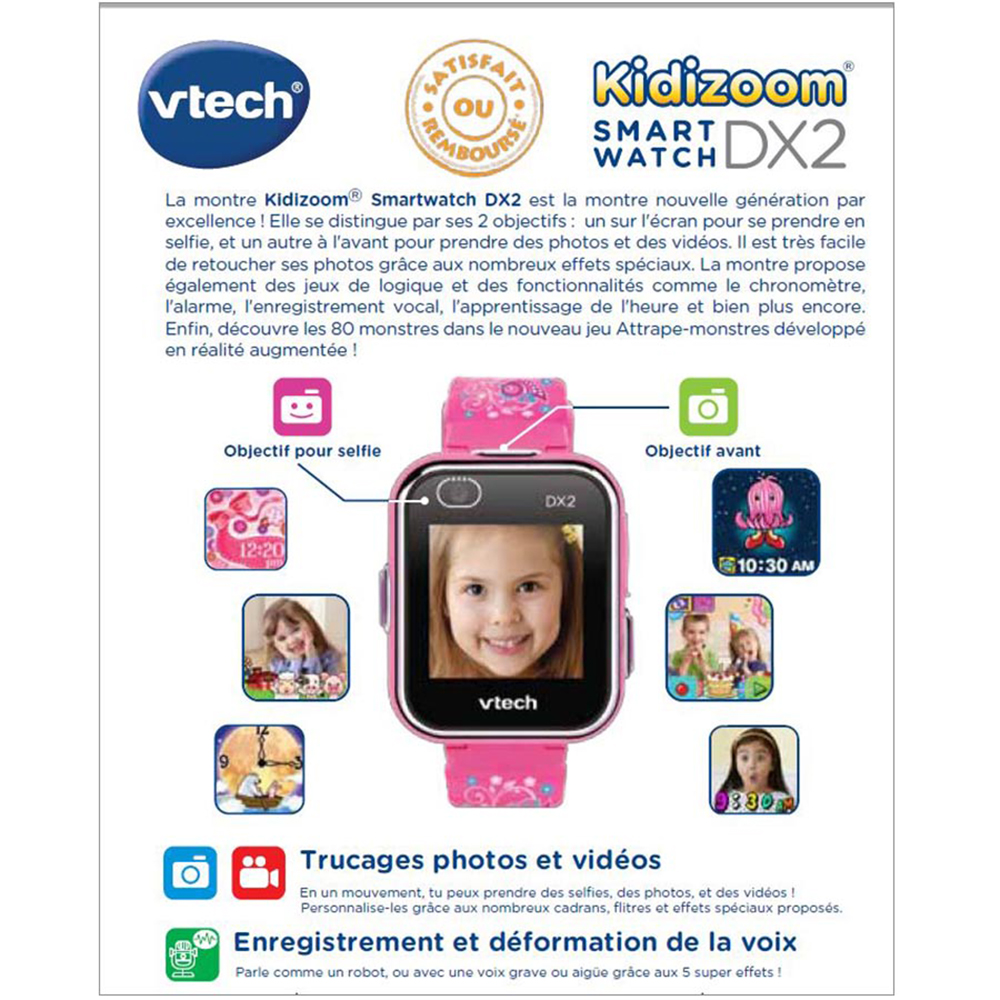 VTech Kidizoom Connect DX2 Rose Montre connectée enfant – Le