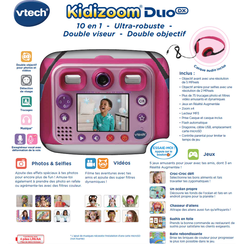 VTech – Kidizoom Duo 5.0 – Rose – Appareil Photo Enfant – Appareil Photo  les Prix d'Occasion ou Neuf