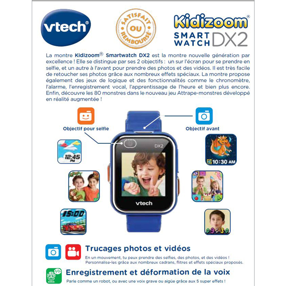 VTech - Montre digitale Kidizoom Smartwatch Connect DX2 bleue