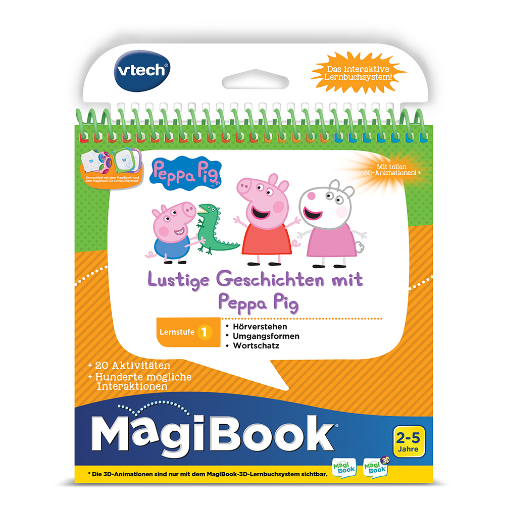 VTech Lernstufe 1 Lustige Geschichten Peppa Pig 3D interaktives Lernbuchsystem 