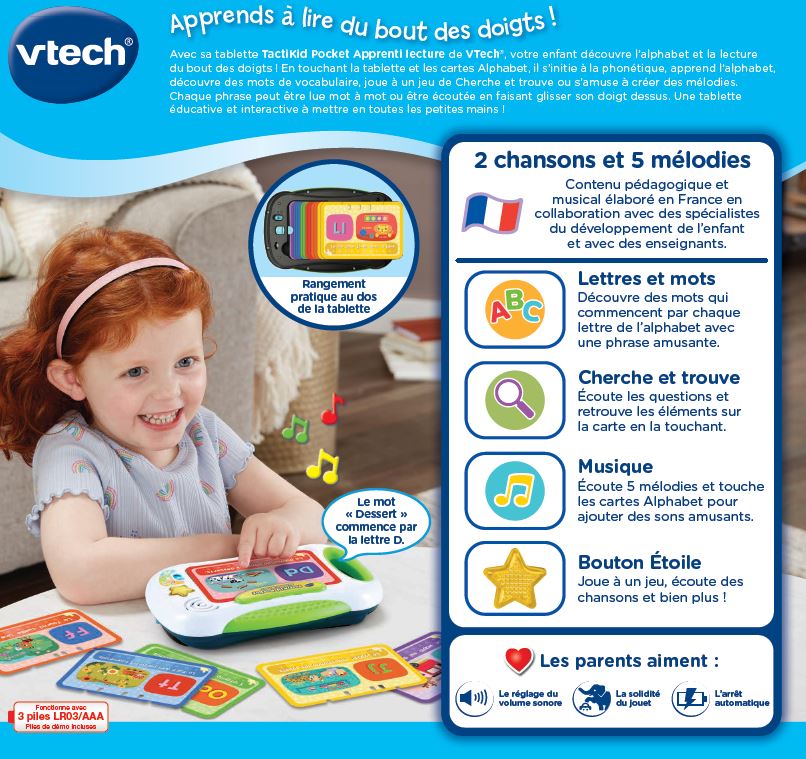 Vtech - READY SET SCHOOL - TactiKid Pocket Apprenti lecture