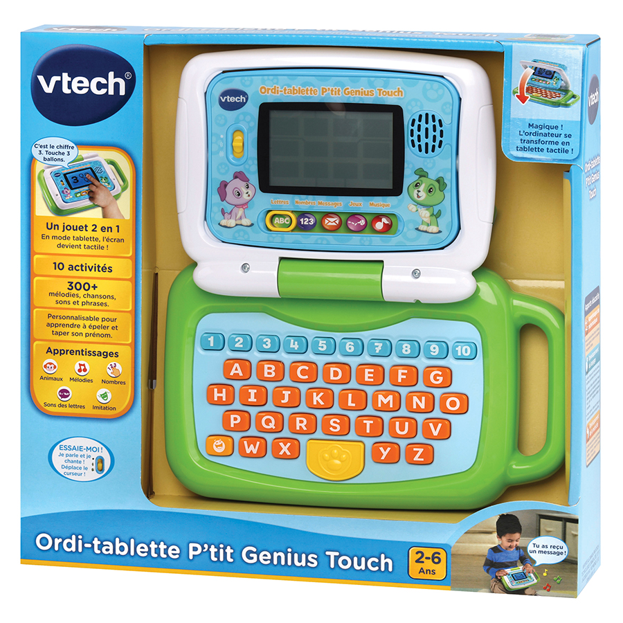 Ordi-tablette P'tit Genius Touch vert Vtech en multicolore