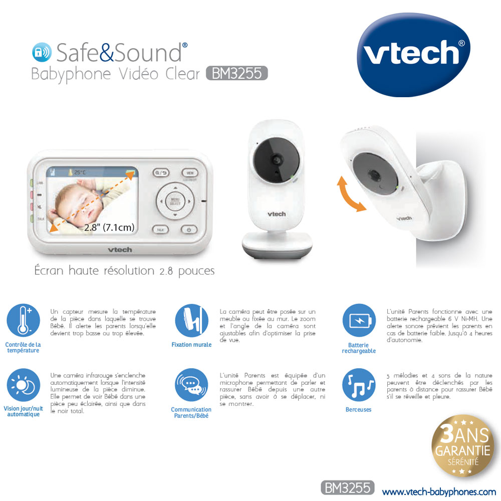 Vtech - VTECH - BM3255 - Babyphone Video Clear - Babyphone